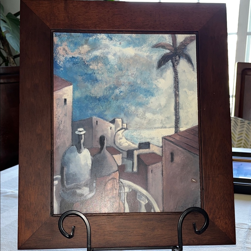 Village Seascape “Cafe En La Tarde” and “La parada” by Didier Lourenco Framed - Picture 3 of 7